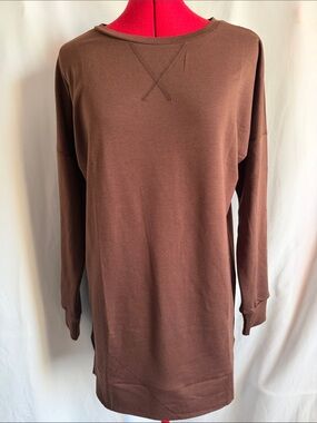 Women's Brown Pullover Sweatshirt - Relaxed Crewneck